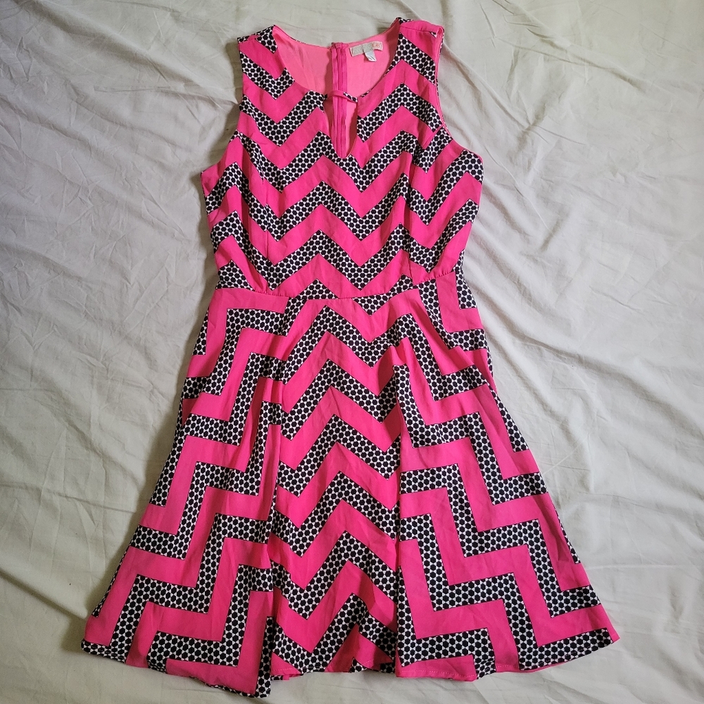 Giani Bini Pink, Black, and White Dress Size M